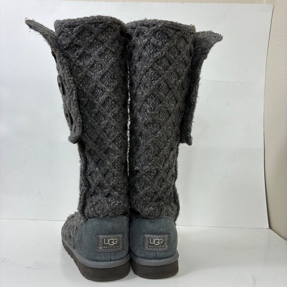 UGG Lattice Cardy Knit Button Boots Size 7 Gray Cozycore - Picture 7 of 11